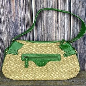 Stone Mountain Green Leather W/ Tan Body Single Strap Purse